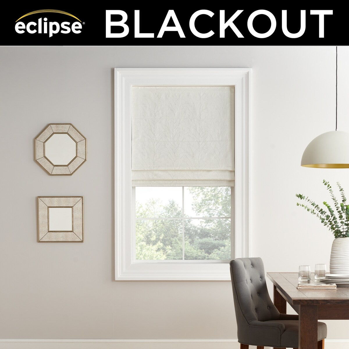 Eclipse Branches Cordless Roman Shade 100% Blackout Window