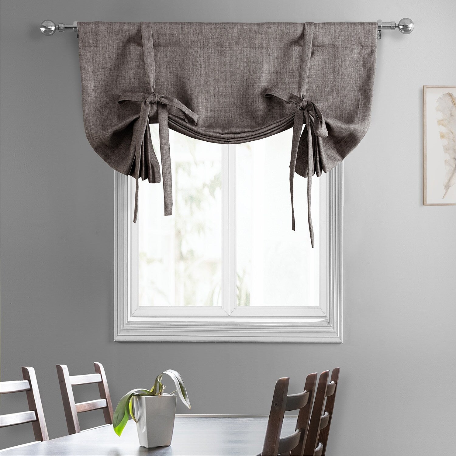 Exclusive Fabrics Faux Linen Room Darkening Tie-Up Window Shade (1 Panel)