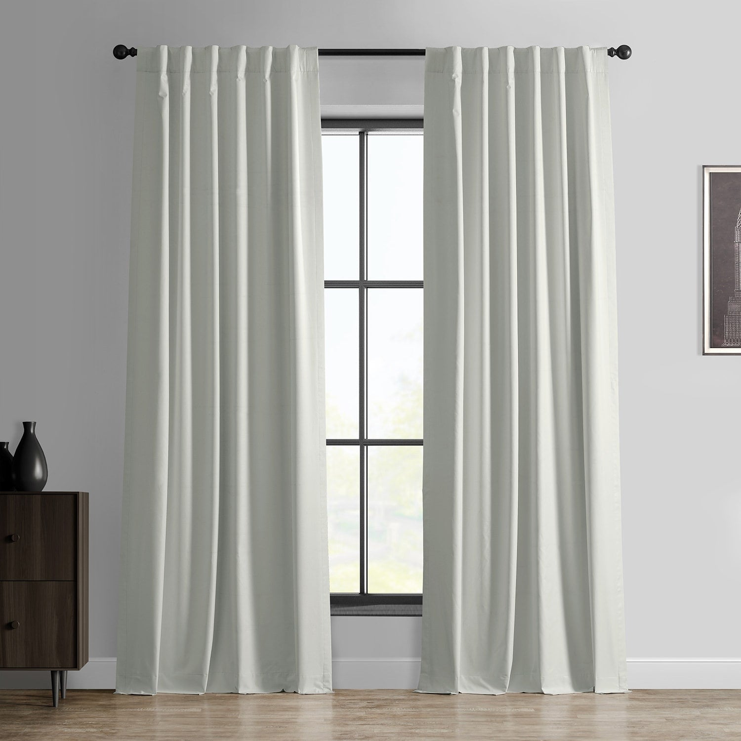 Exclusive Fabrics Essential Polyester Solid Blackout Curtains - Thermal Insulated Window Curtains Rod Pocket (Single Panel)