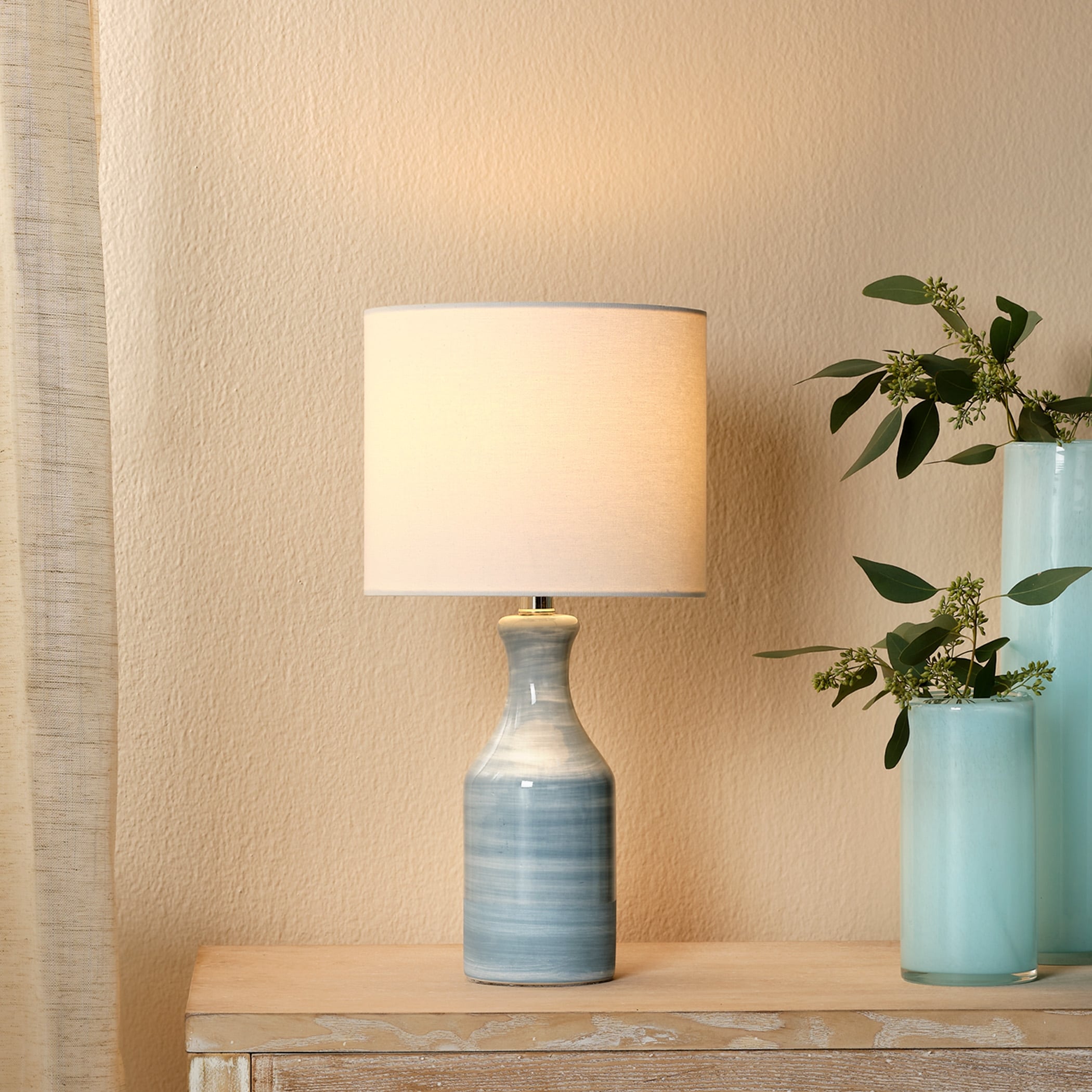 Alden Décor Lily Ceramic Table Lamp, Blue