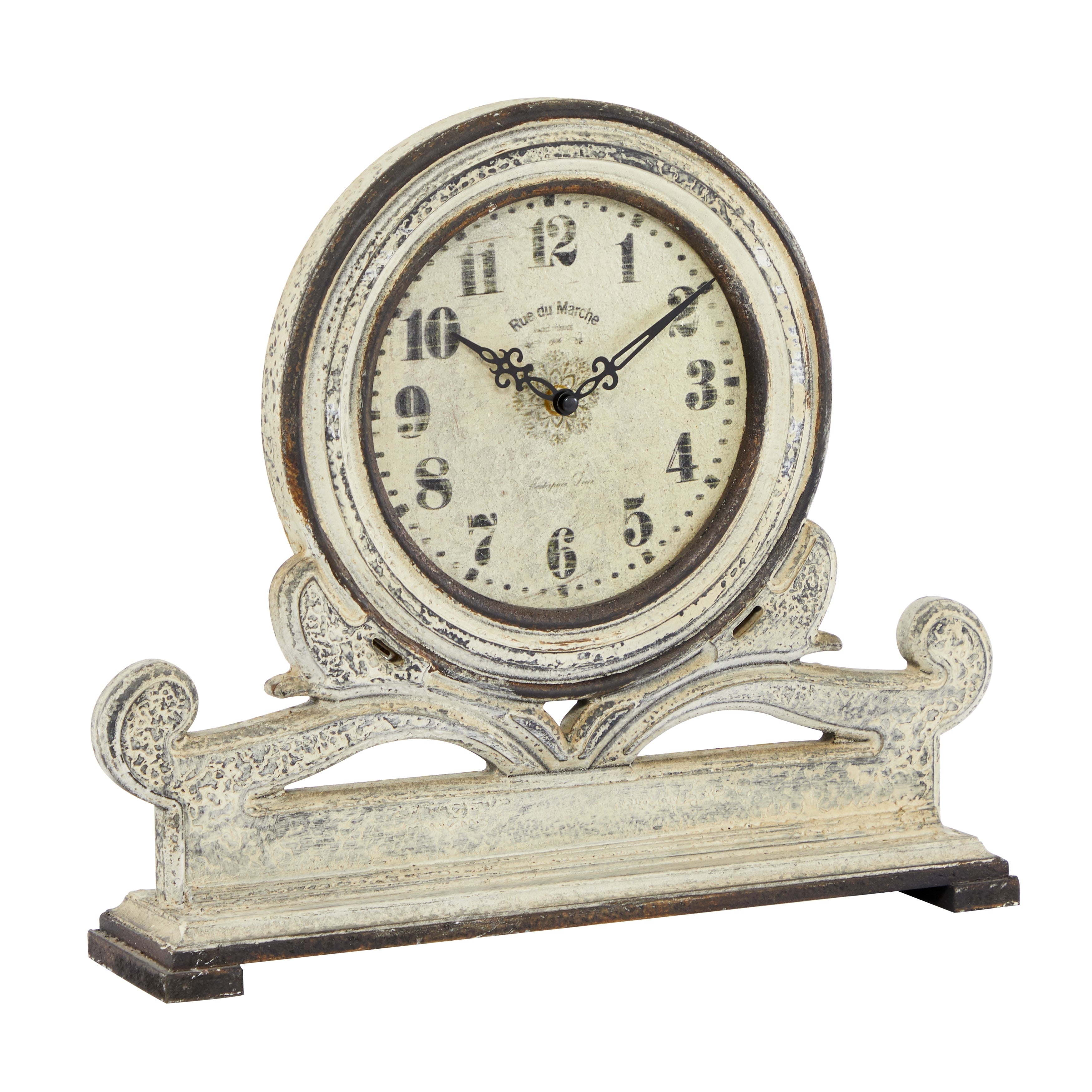 Wooden Scroll Clock - White - Roche River Decor - 4W x 16L x 15H