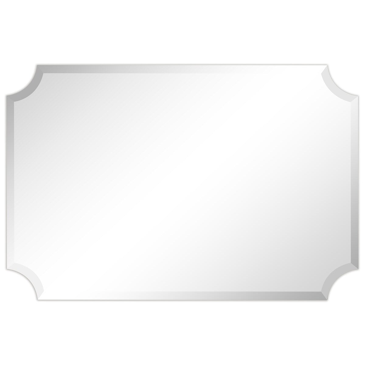 Frameless Rectangle Scalloped Beveled Wall Mirror - Clear