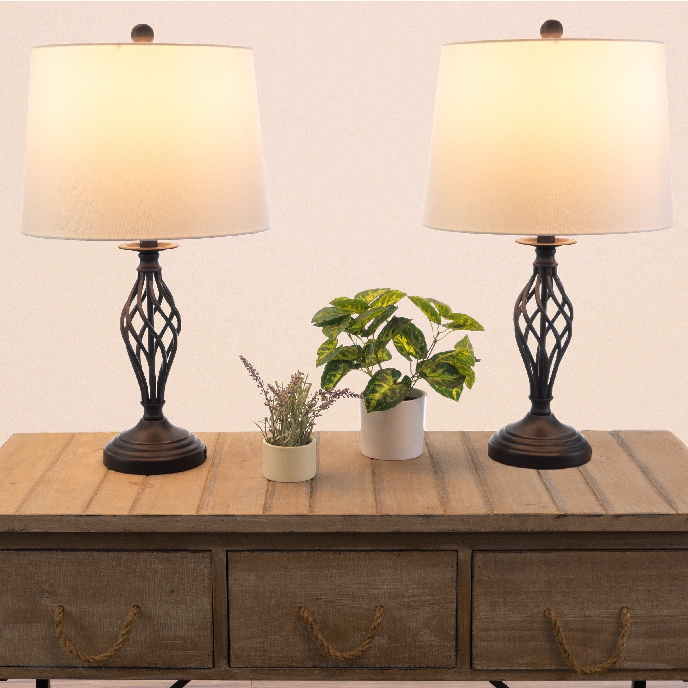 Lavish Home Set of 2 Modern Table Lamps