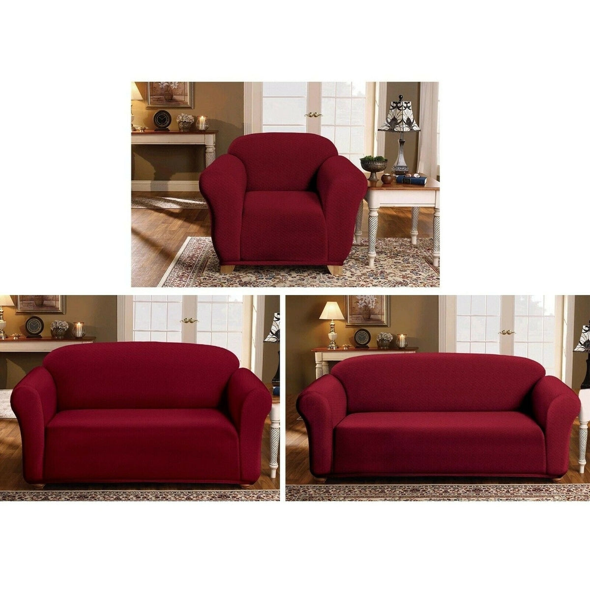 Milan Furniture Slipcover - Fitted Couch Cover, Jacquard Soft Stretch Fabric, Non-Slip, Arm Chair