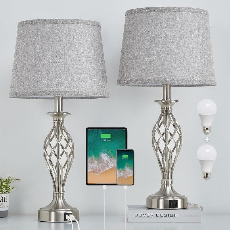 Modern Bedside Lamp Bedroom Table Lamp (Set of 2) - 12D x 12W x 23.8H