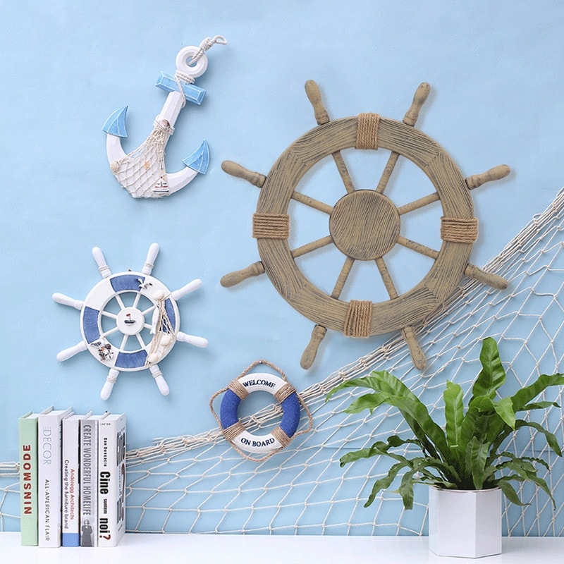 Adeco Large Marine Ship Wheel Nautical Decor