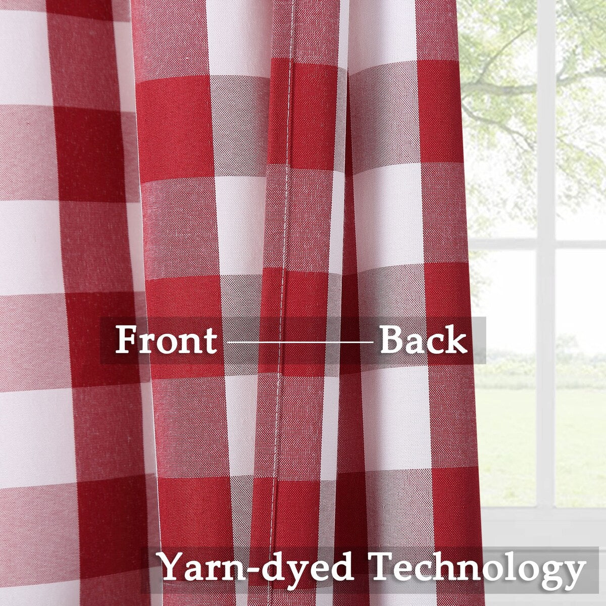 Garvee Buffalo Checker Plaid Curtain Yarn Dyed Fabric Light Filtering Drapes, 2 Panels