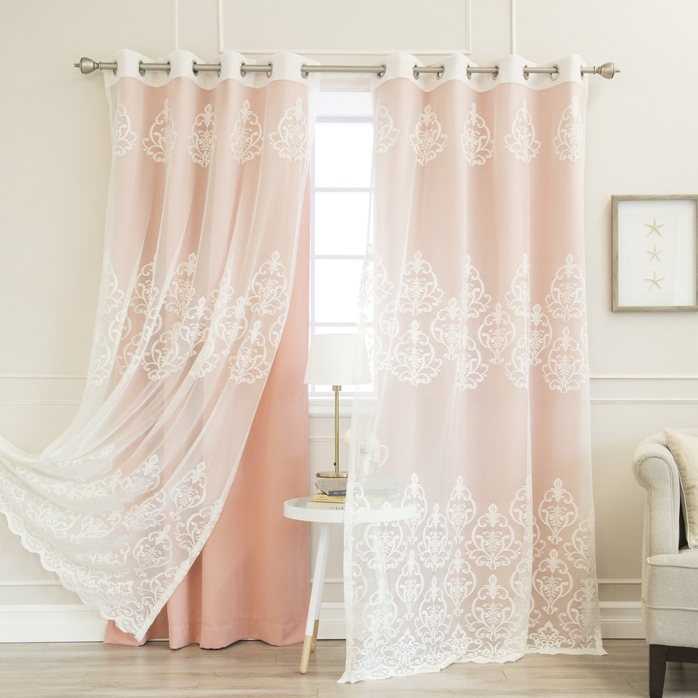 Aurora Home Mix & Match Agatha Sheer and Blackout 4 Piece Curtain Set