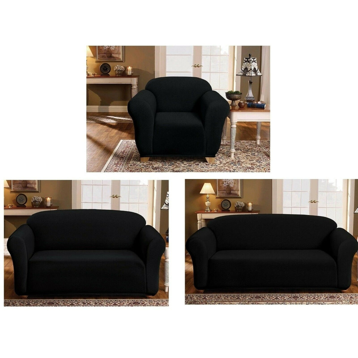 Milan Furniture Slipcover - Fitted Couch Cover, Jacquard Soft Stretch Fabric, Non-Slip, Arm Chair