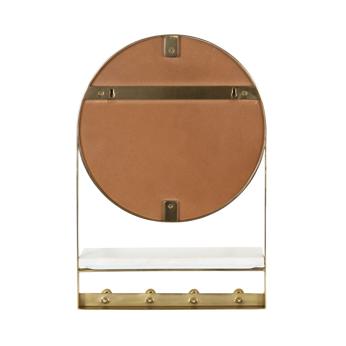 Kate and Laurel Chadwin Round Mirror with Shelf and Hooks