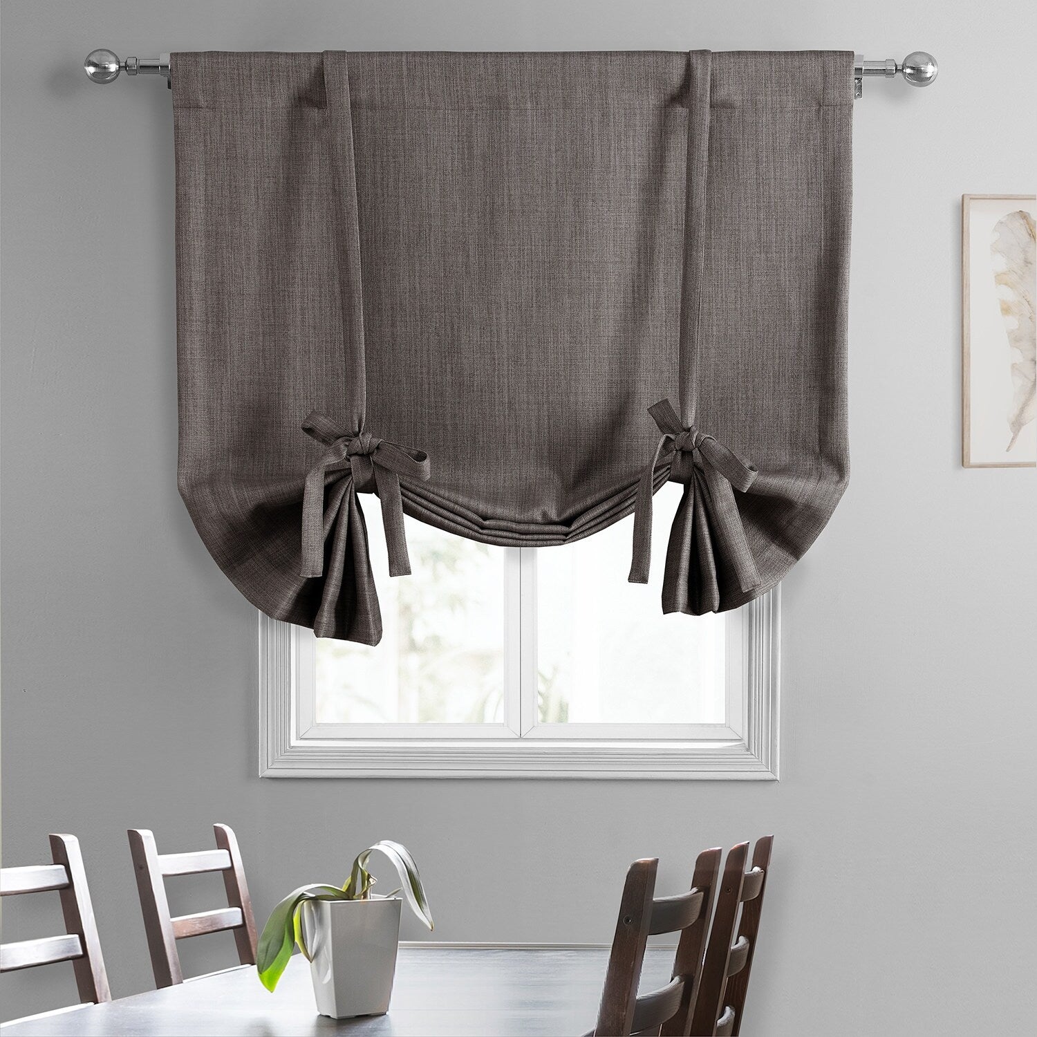 Exclusive Fabrics Faux Linen Room Darkening Tie-Up Window Shade (1 Panel)