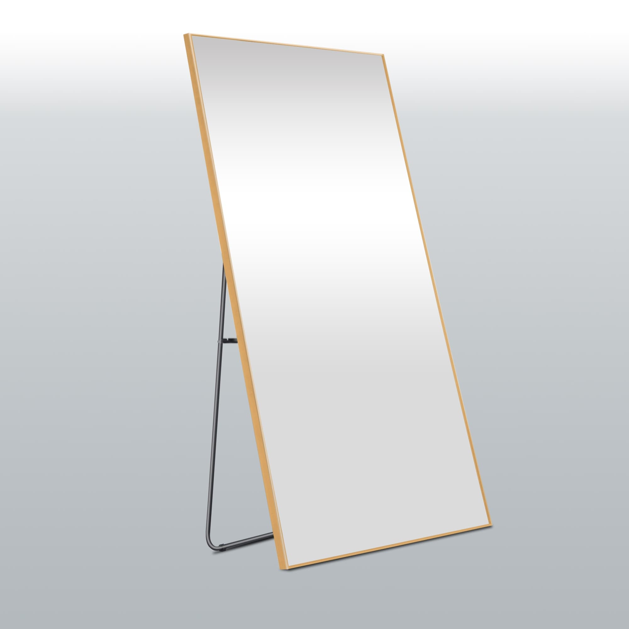 Modern Glam Aluminum Mirror Full Length Floor Mirror with Stand