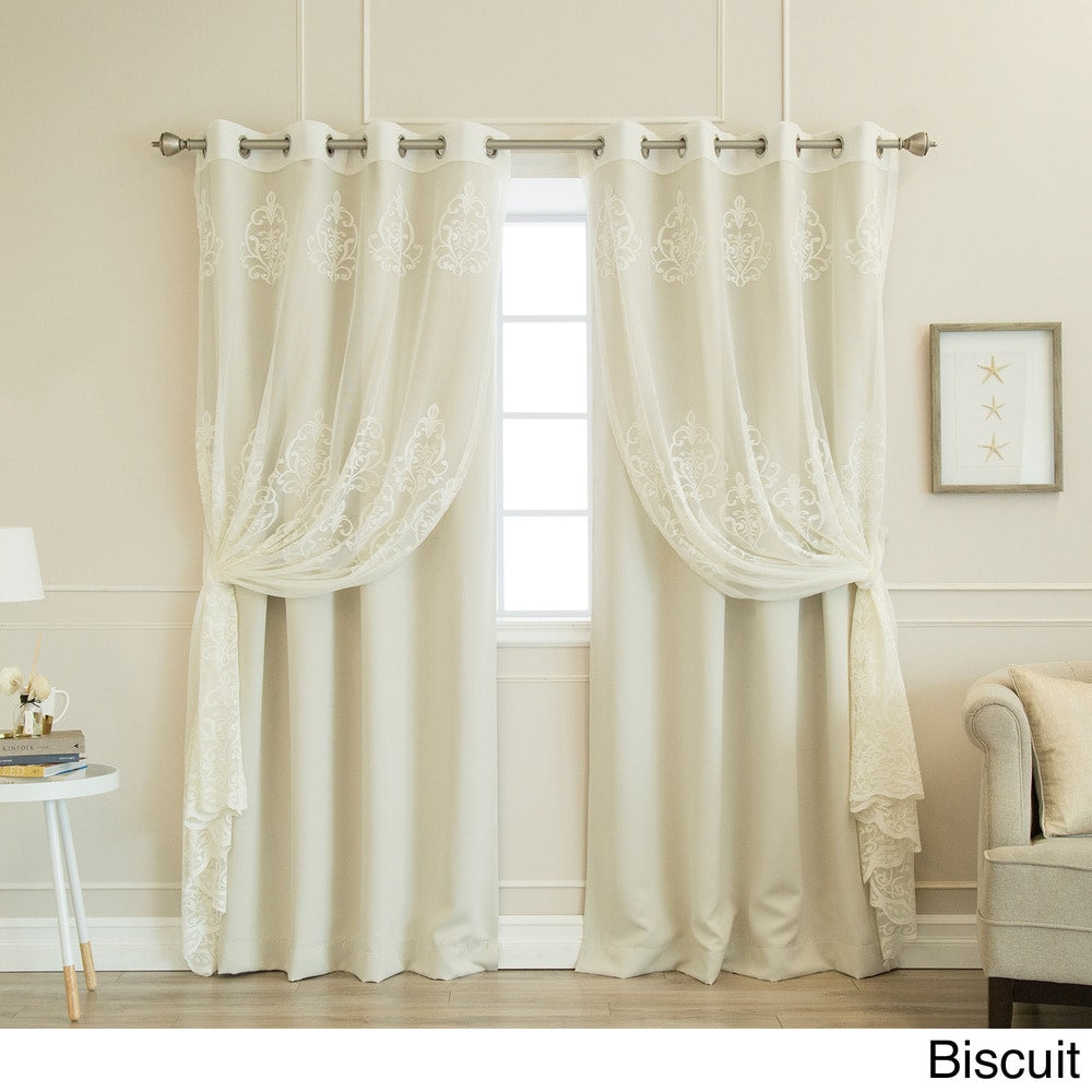 Aurora Home Mix & Match Agatha Sheer and Blackout 4 Piece Curtain Set