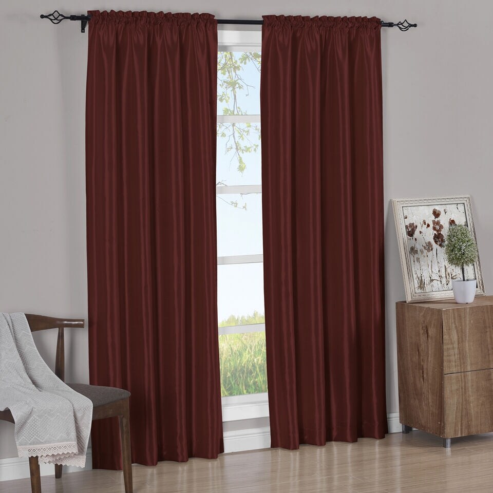 2Pcs Elegant Silk Curtain Panels 42x108 Inch