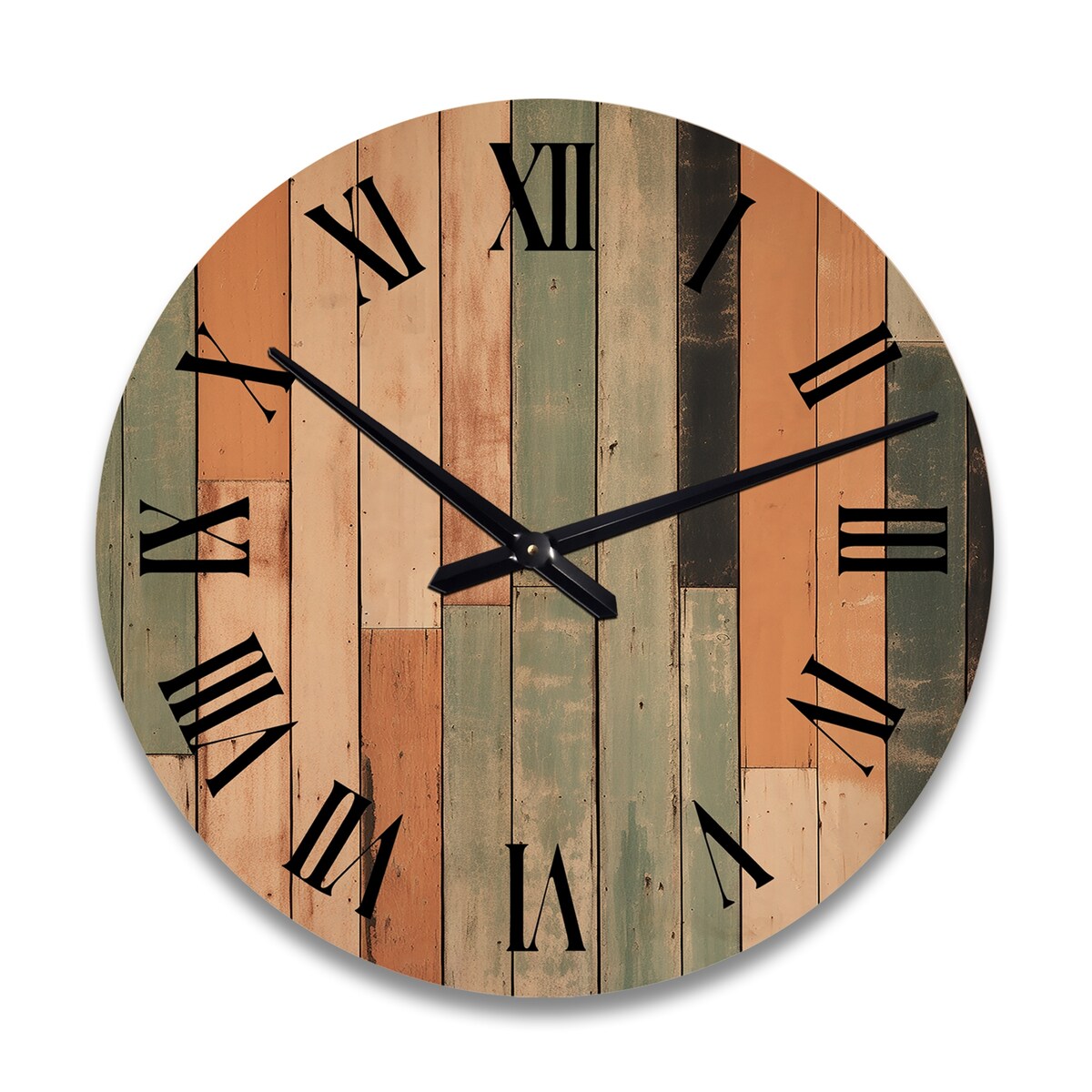 Designart Vertical Elegance Minimal Retrovisions II Abstract Midcentury Oversized Wood Wall Clock