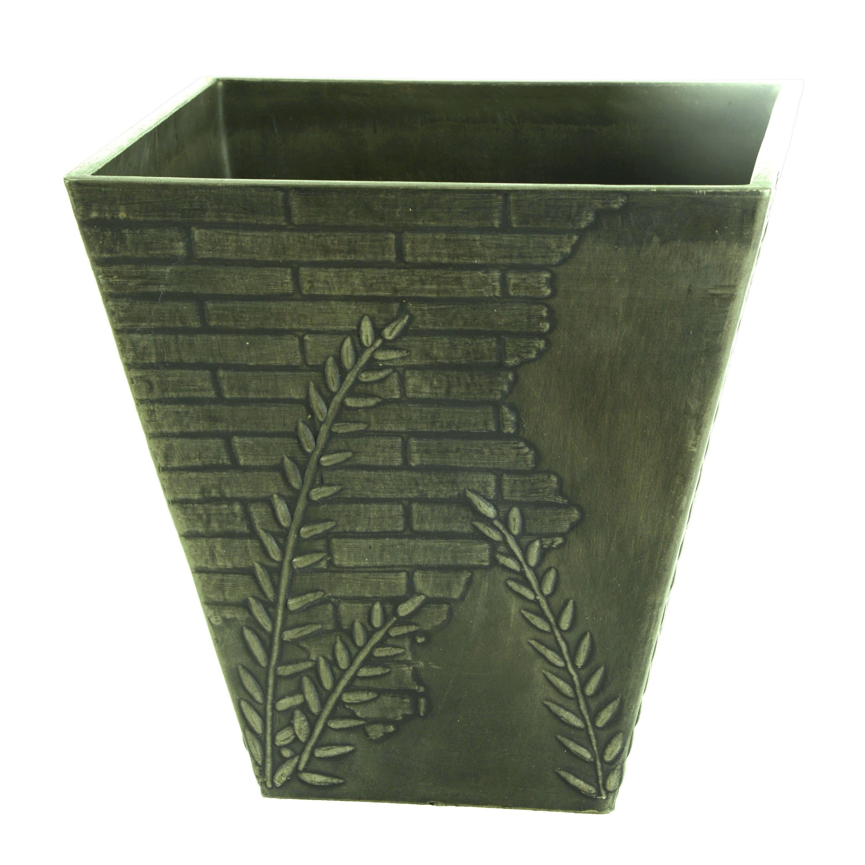 Fern Brick Square 11.8 in. L x 11.8 in. W x 11.8 in. H Indoor/Outdoor Resin Decorative Planter (2-Pack)