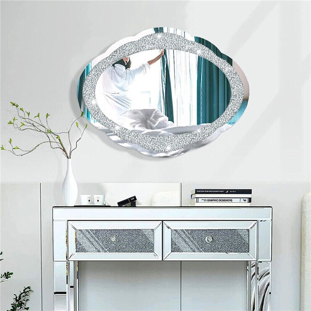 Asymmetrical Cloud-shape Wall Mirror with Crystal Crushed Diamonds