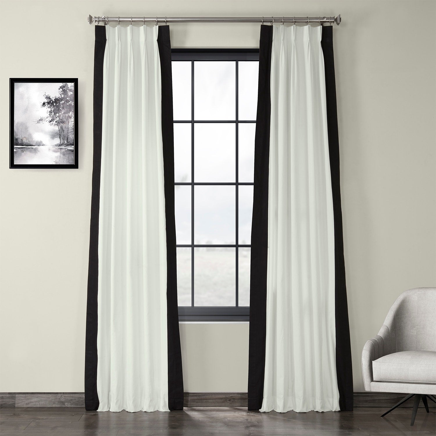 Exclusive Fabrics Modern Color block Cotton Vertical Pleated Curtain (1 Panel) - Luxury Home Decor curtains