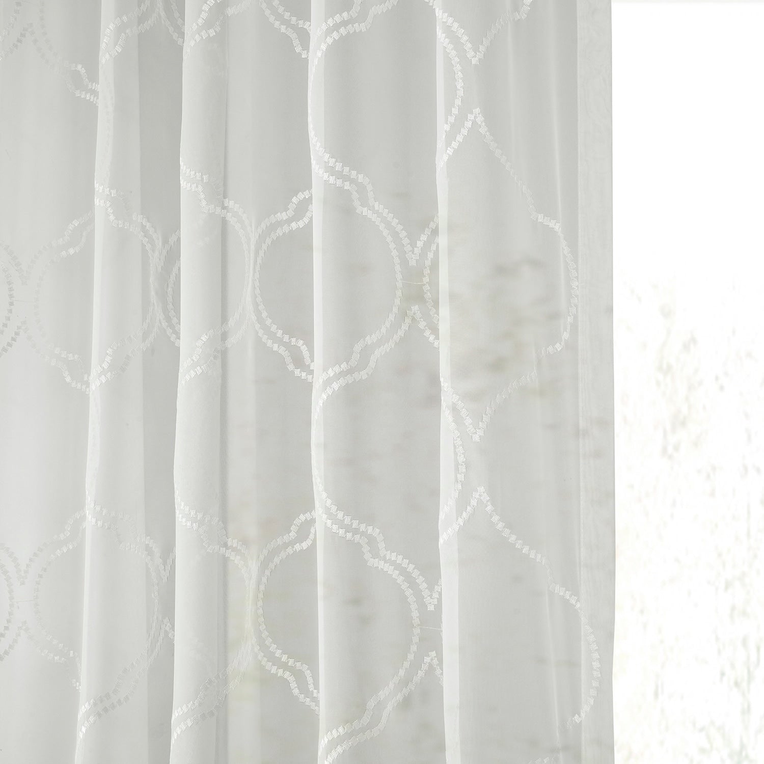 Exclusive Fabrics Florentina White Embroidered Sheer Rod Pocket Curtain (1 Panel)