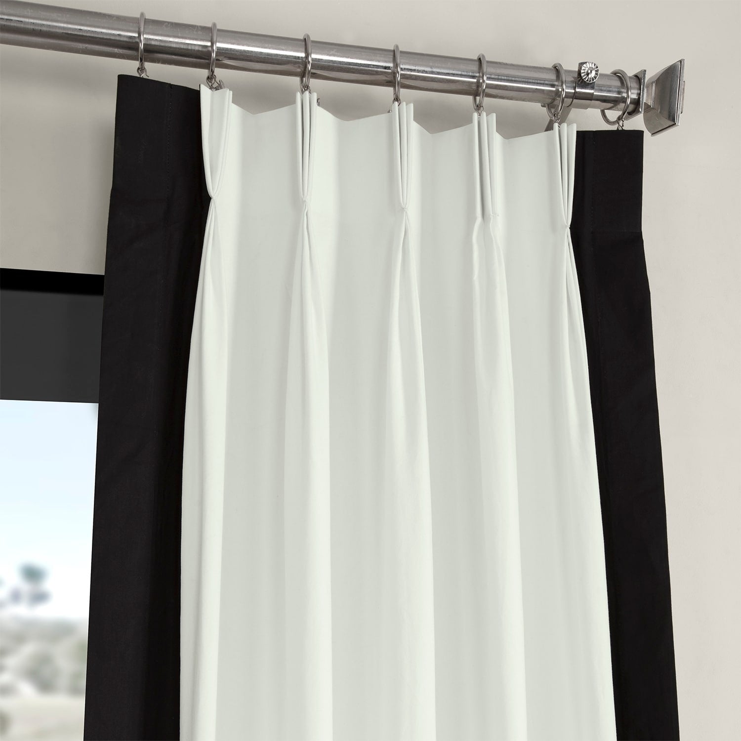 Exclusive Fabrics Modern Color block Cotton Vertical Pleated Curtain (1 Panel) - Luxury Home Decor curtains