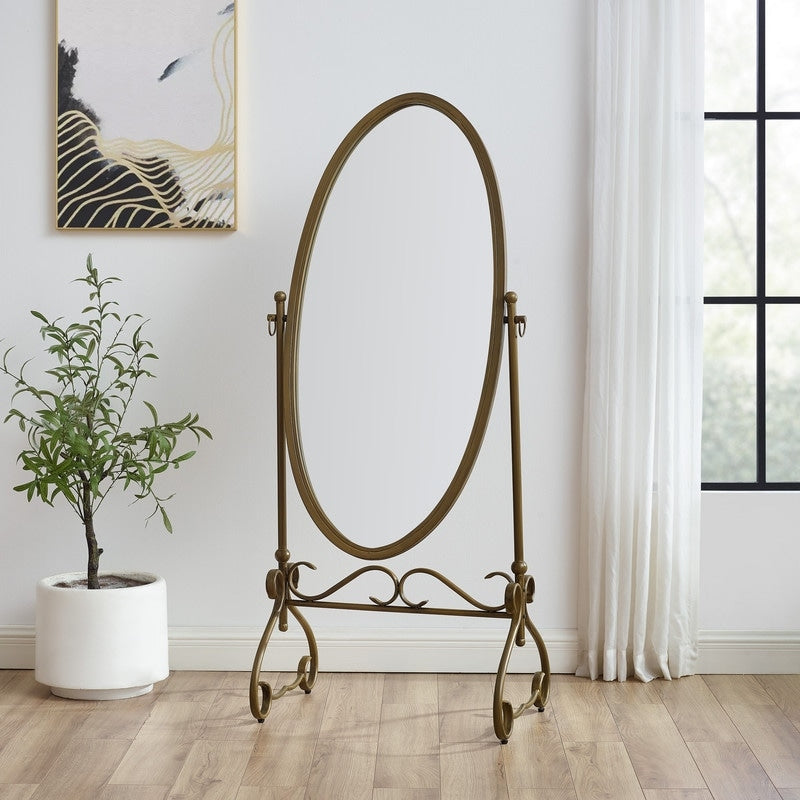 Linon Angelica 26 x 63-inch Metal Oval Cheval Mirror