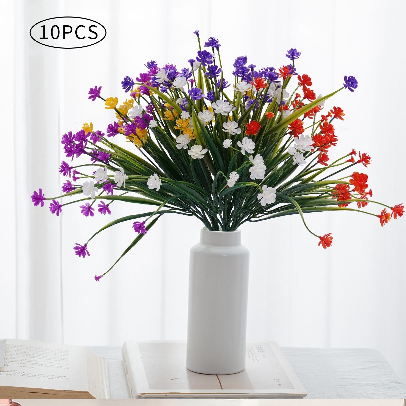 10Pcs Artificial Flowers Home Decoration Faux Plants - 12.2in