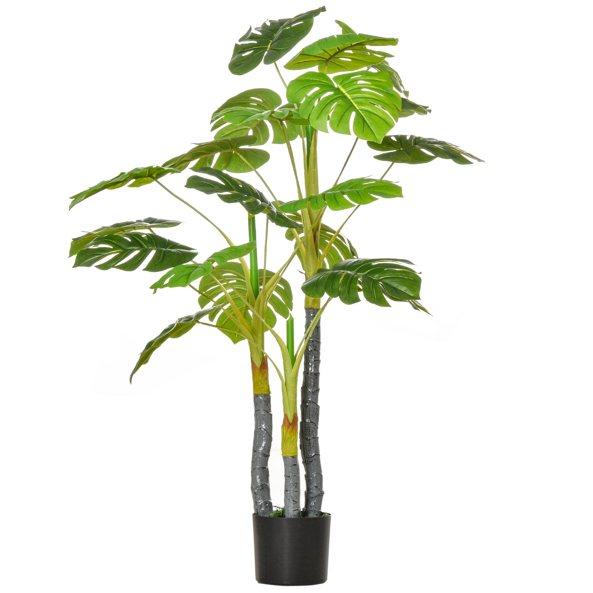 HOMCOM 4FT Artificial Monstera Tree Faux Decorative Plant in Nursery Pot for Indoor Outdoor Décor - 6.75 x 6.75 x 47.25