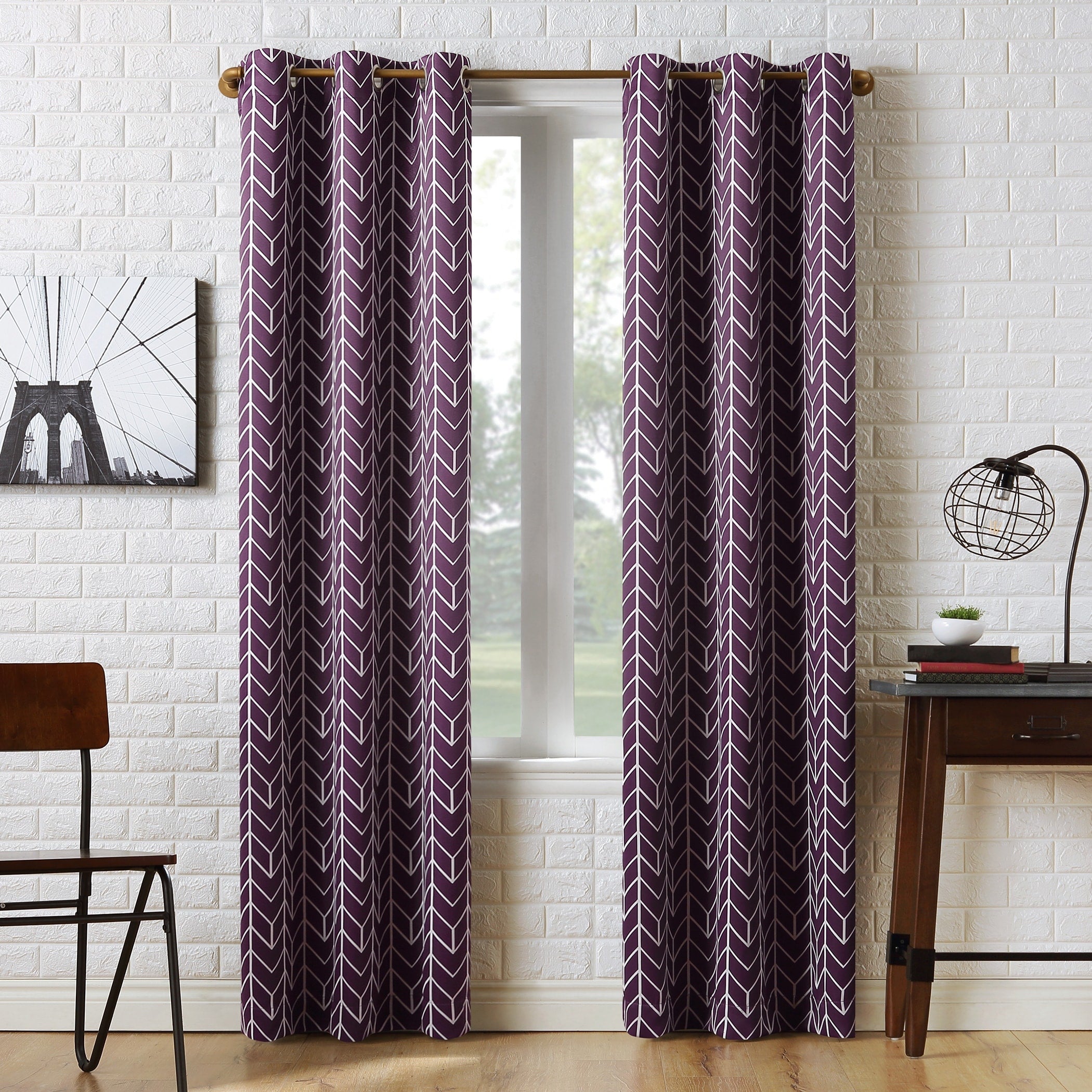 Sun Zero Kenwood Chevron Blackout Grommet Curtain Panel, Single Panel