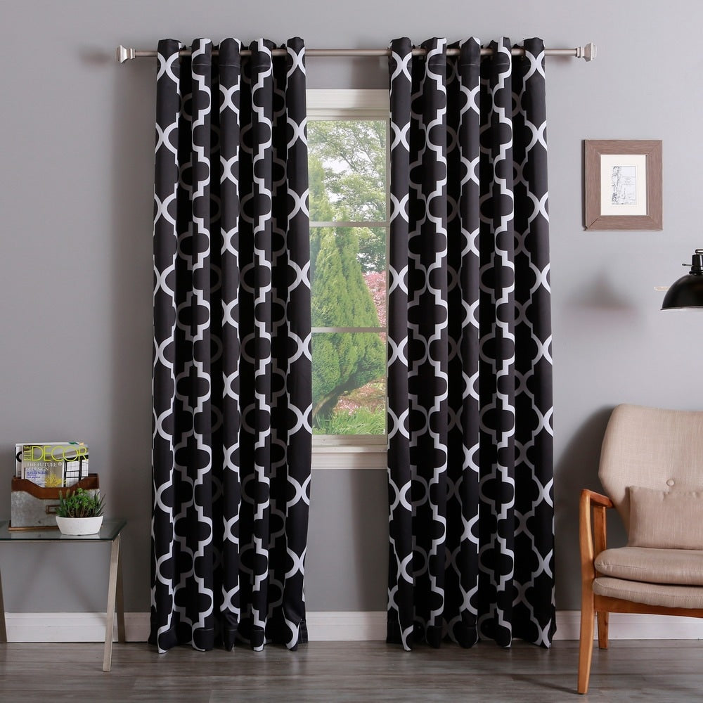 Aurora Home Moroccan Tile Room Darkening Grommet Top 84-inch Curtain Panel Pair - 52 x 84