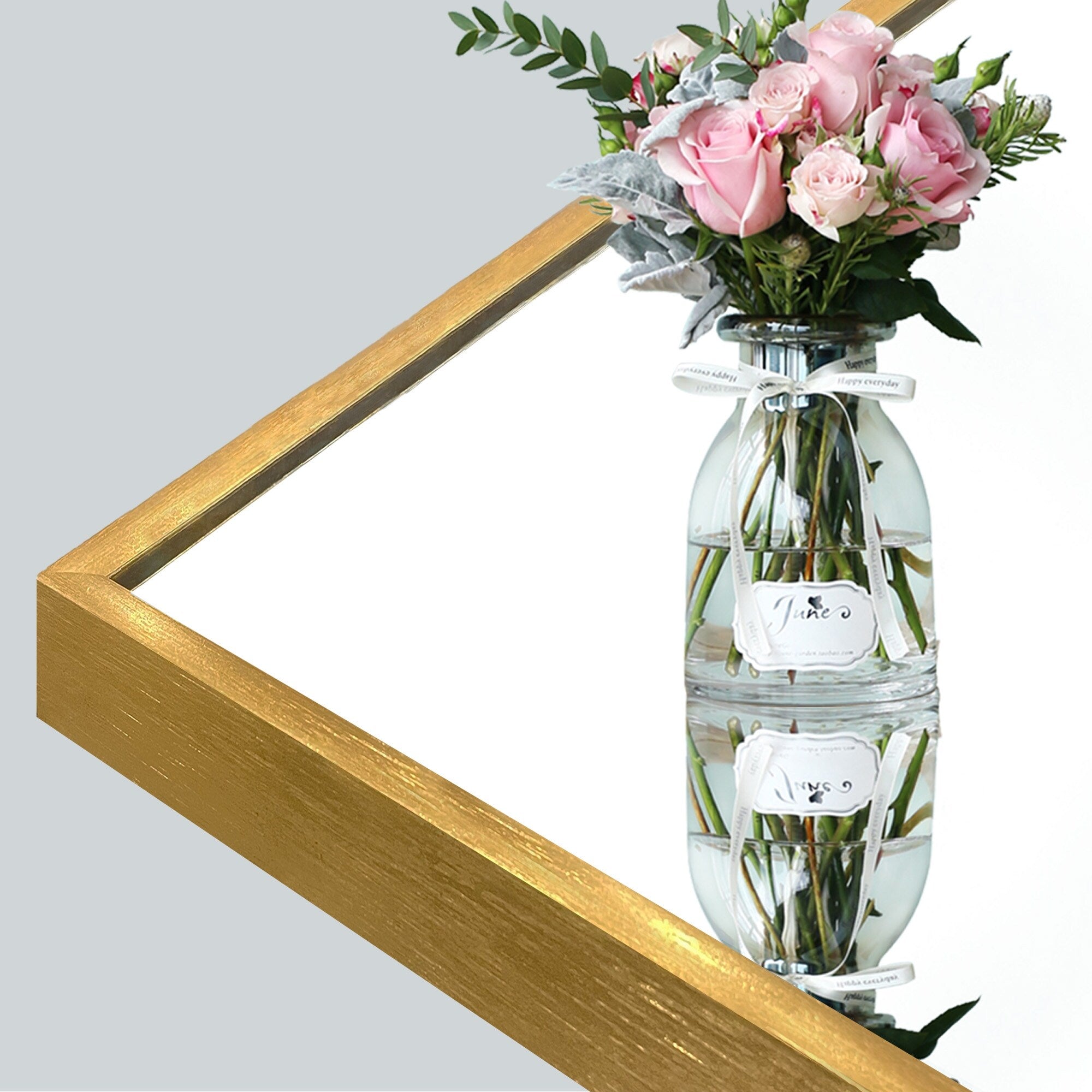 Modern Glam Aluminum Mirror Full Length Floor Mirror with Stand