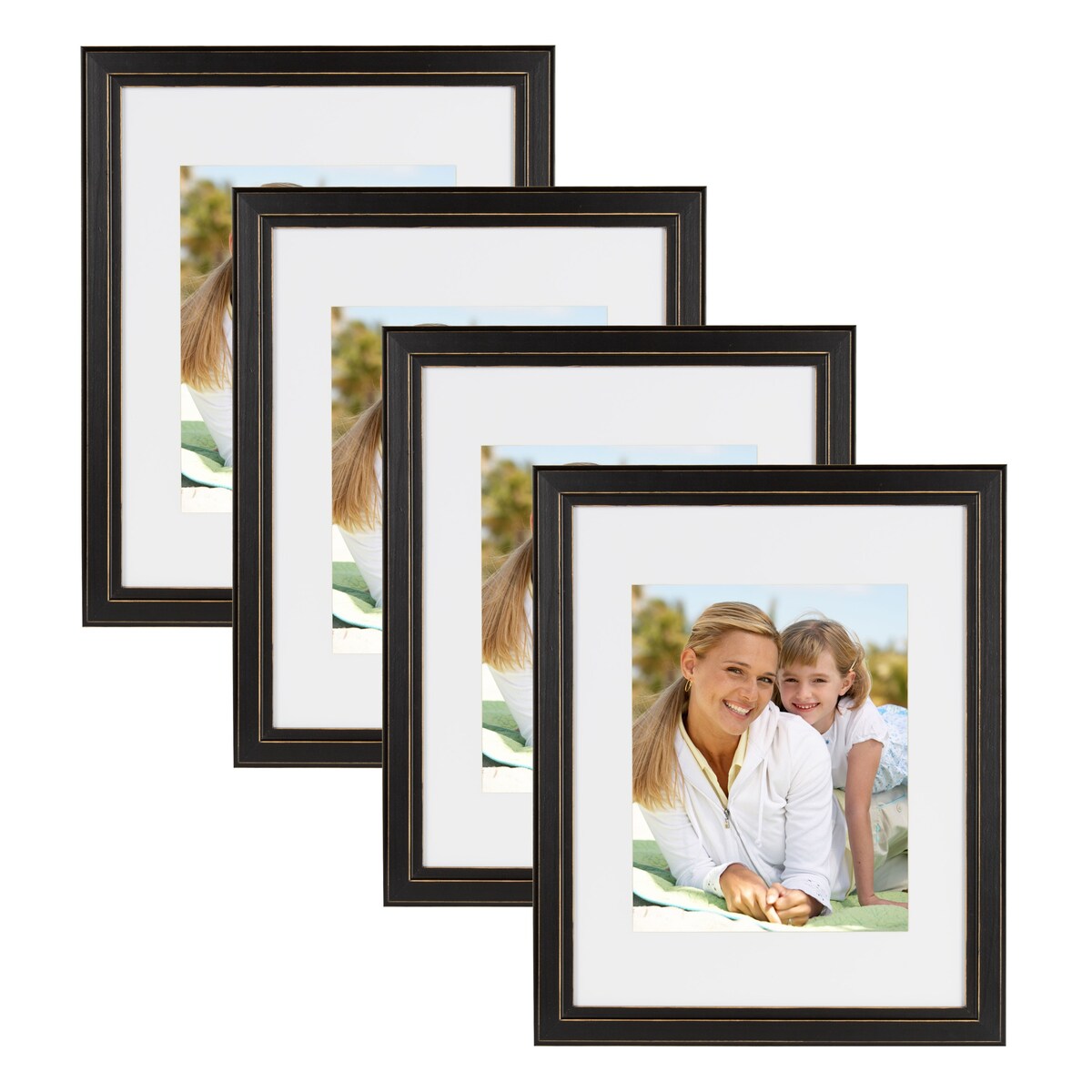 DesignOvation Kieva 11x14 matted to 8x10 Wood Picture Frame, Set of 4