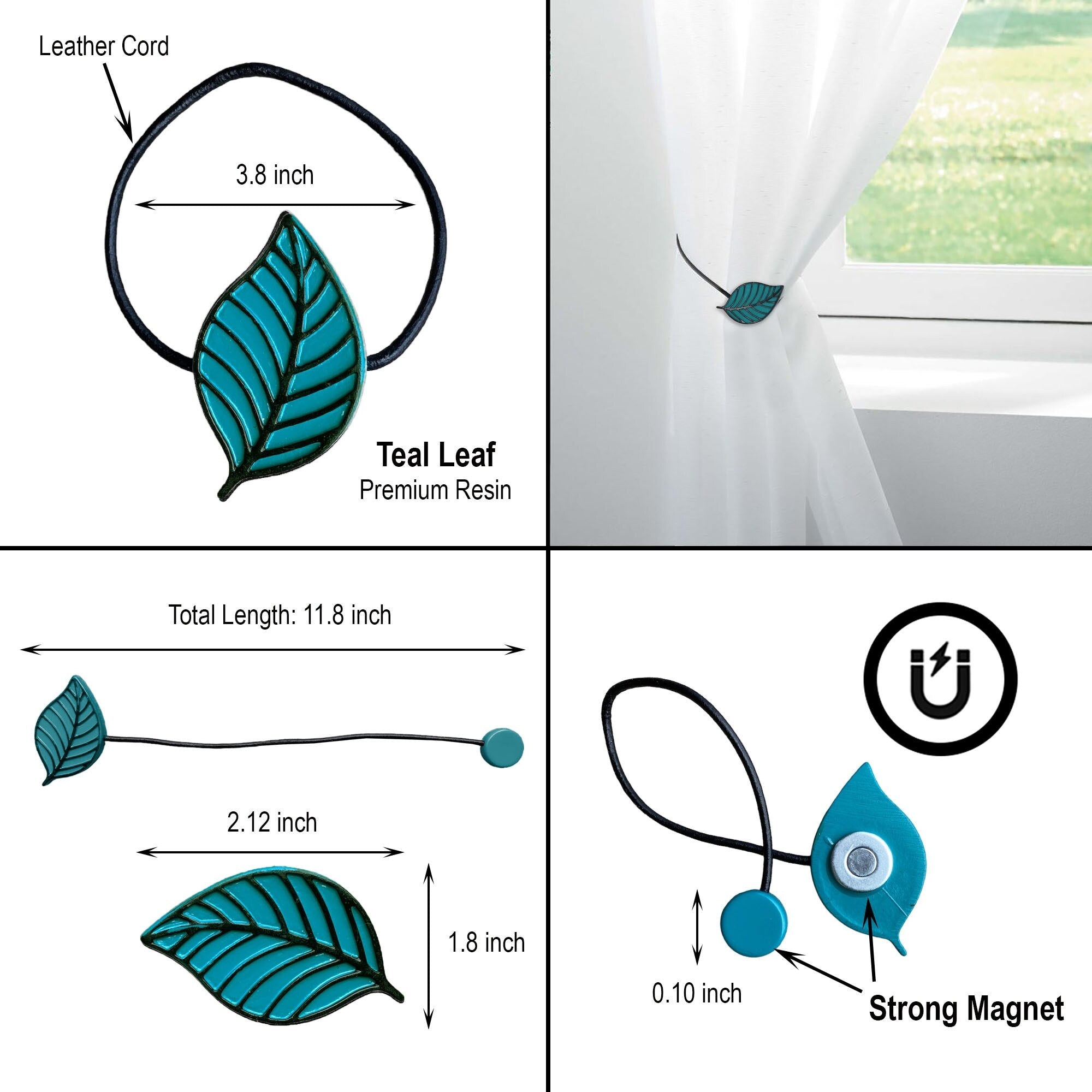 Magnetic Curtain Tieback - Stylish Leaf Design in Resin