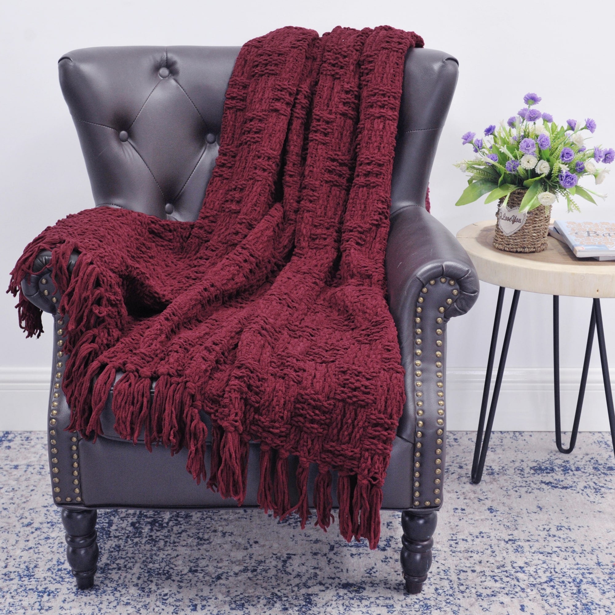 Cable Knitted Couch Cover Throw Blanket