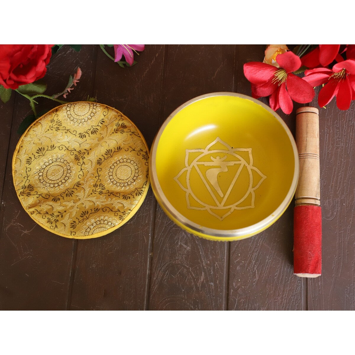 Cottage Handicraft ,Solar Plexus Chakra - Yellow Singing Bowl with free Elephant Gift