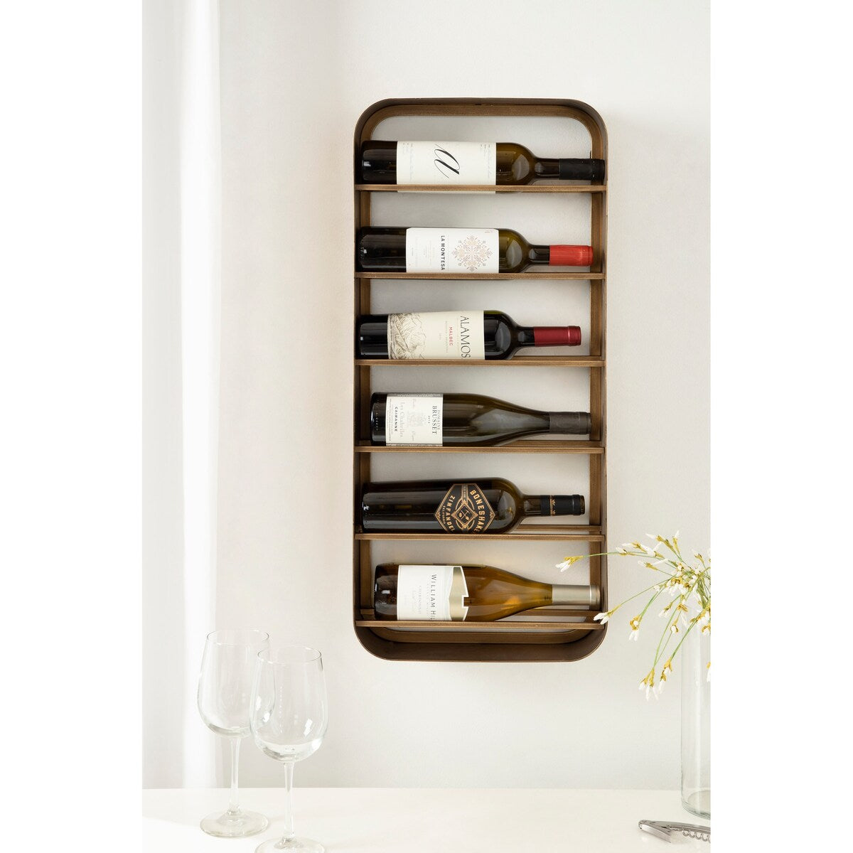 Kate and Laurel Armenta Metal Wall Hanging Wine Rack - 13x30