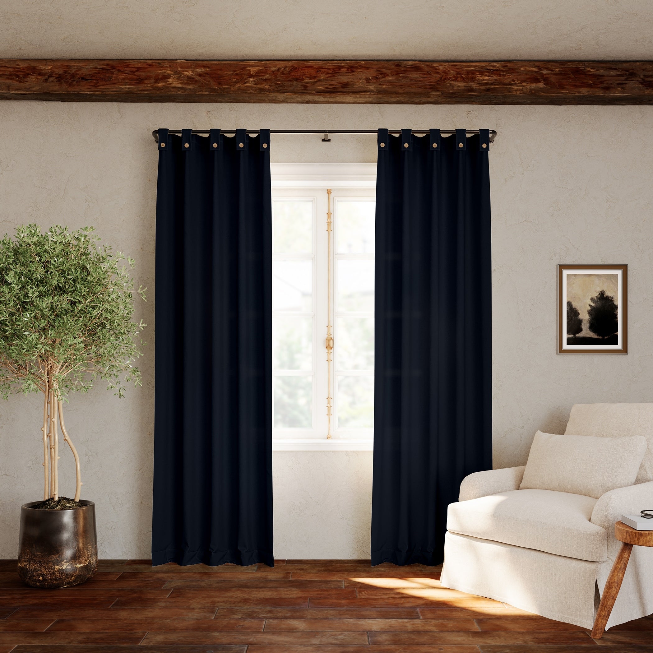 Archaeo Cotton Blend Button Tab Top Curtain, Single Panel