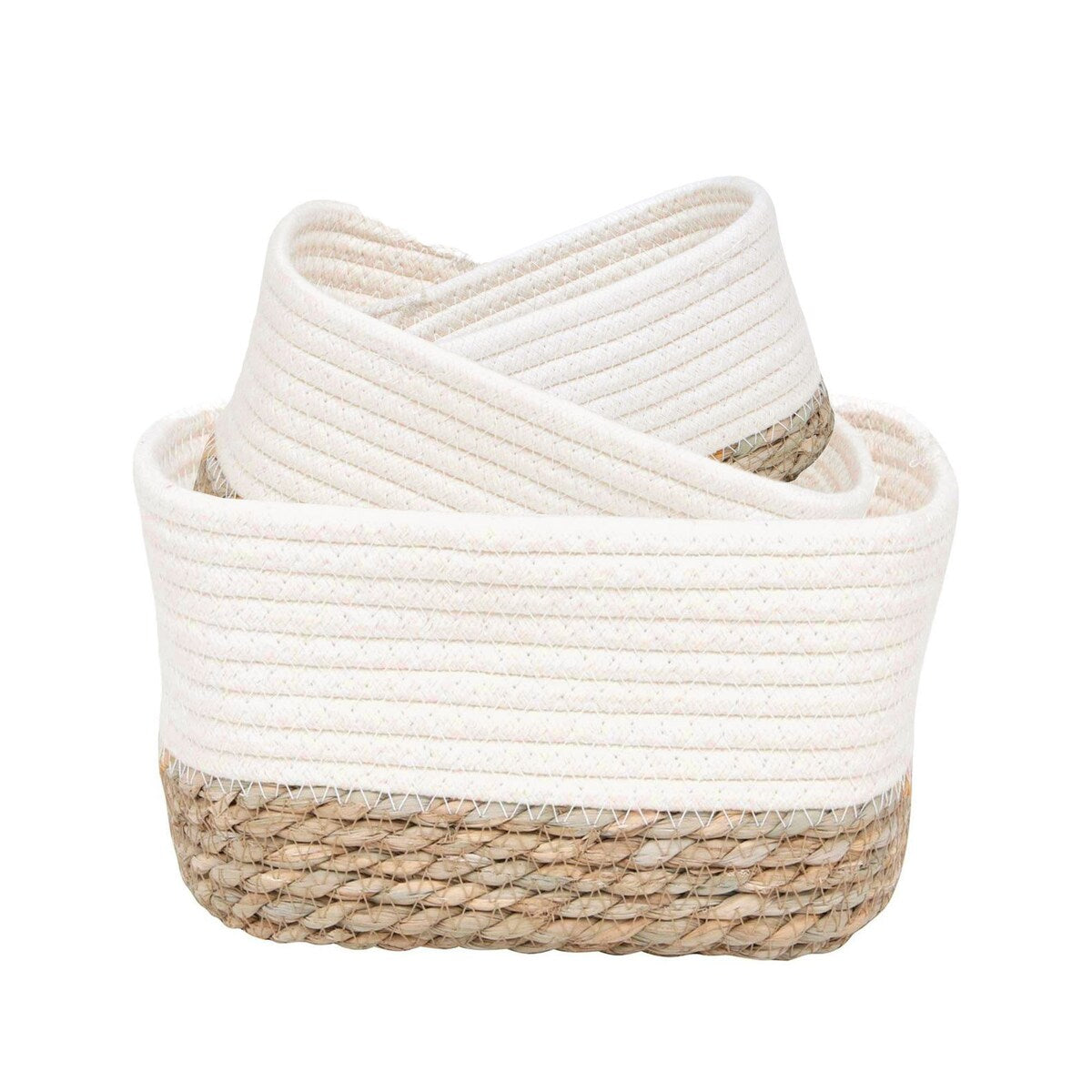 Cotton Storage Baskets Organizer Padang Set of 3 - 9 in. L x 5.9 in. D x 5.3 in. H