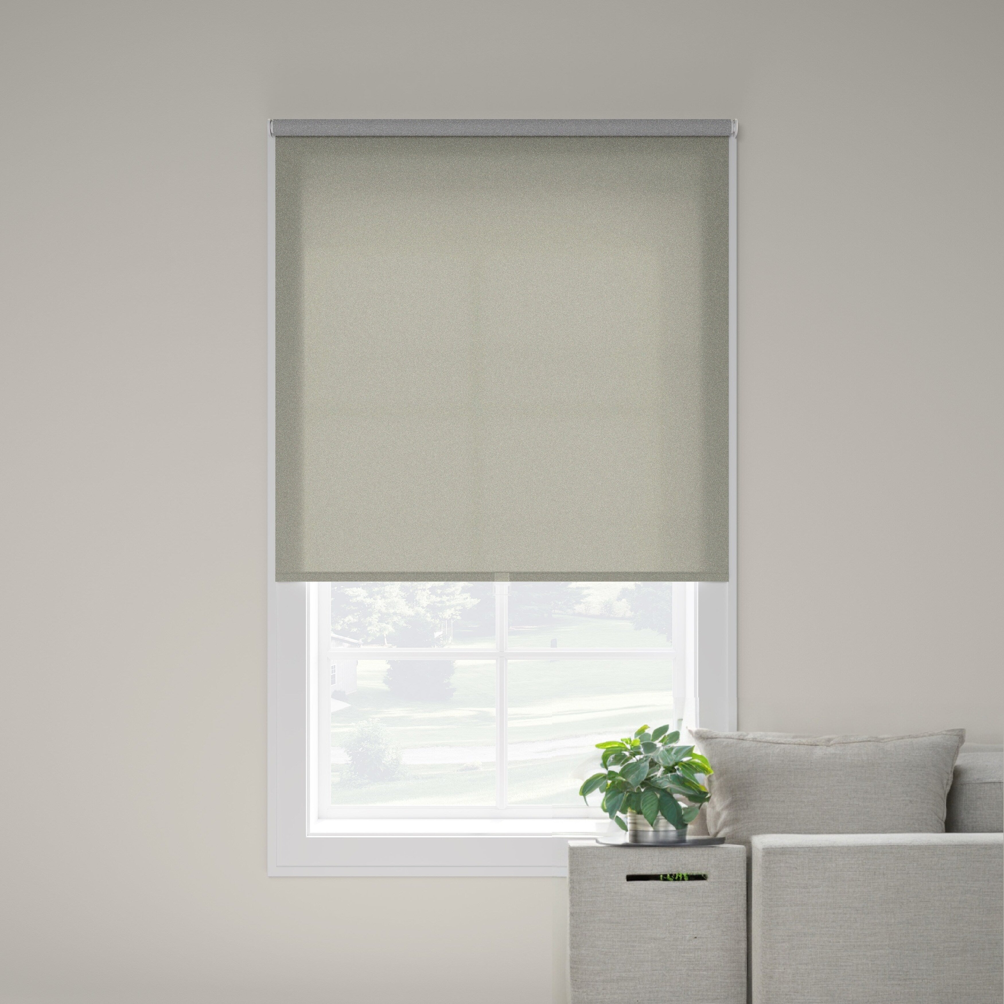 Beige Reflective UV Solar Screen Roller Shade Cordless 74 in. L (Custom Widths Available)