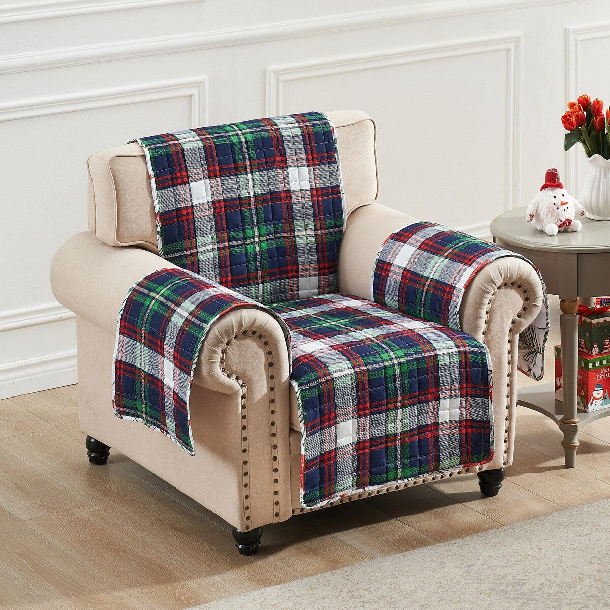 Greenland Home Cardinal Plaid Reversible Arm Chair Protector - 81 x 81 inches