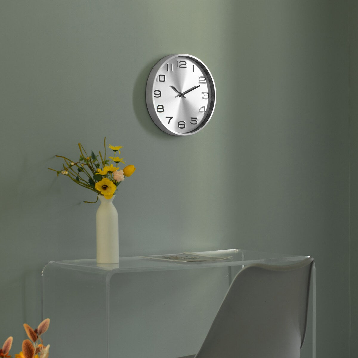 Aluminum Round Wall Clock - Modern Decor for Living Room, Kitchen, or Dining Room - 12 in Decorative Timepiece with Sleek Design