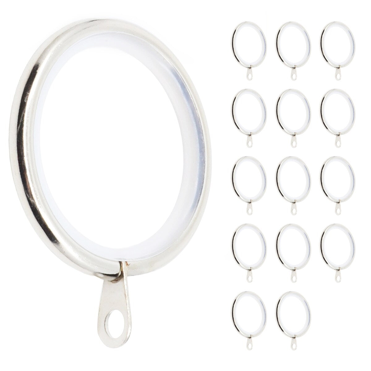 Meriville 1.5-Inch Inner Diameter Metal Curtain Rings with Eyelets and inserts