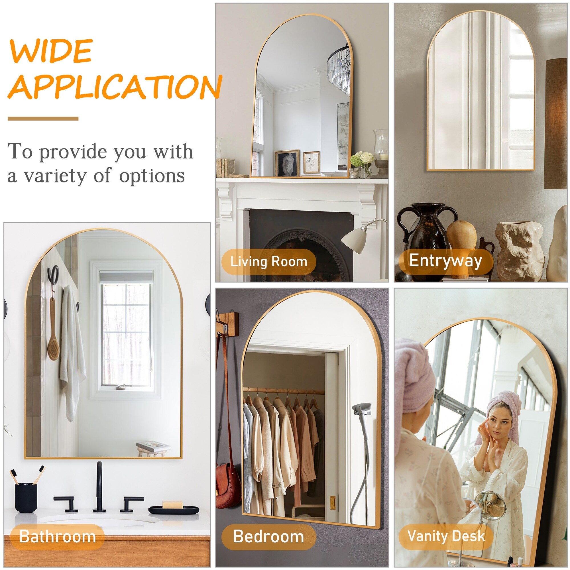 35.9x 23.9Arched Bathroom Mirror,Wall Mounted Mirror,Vanity Mirror,for Bedroom,Entryway