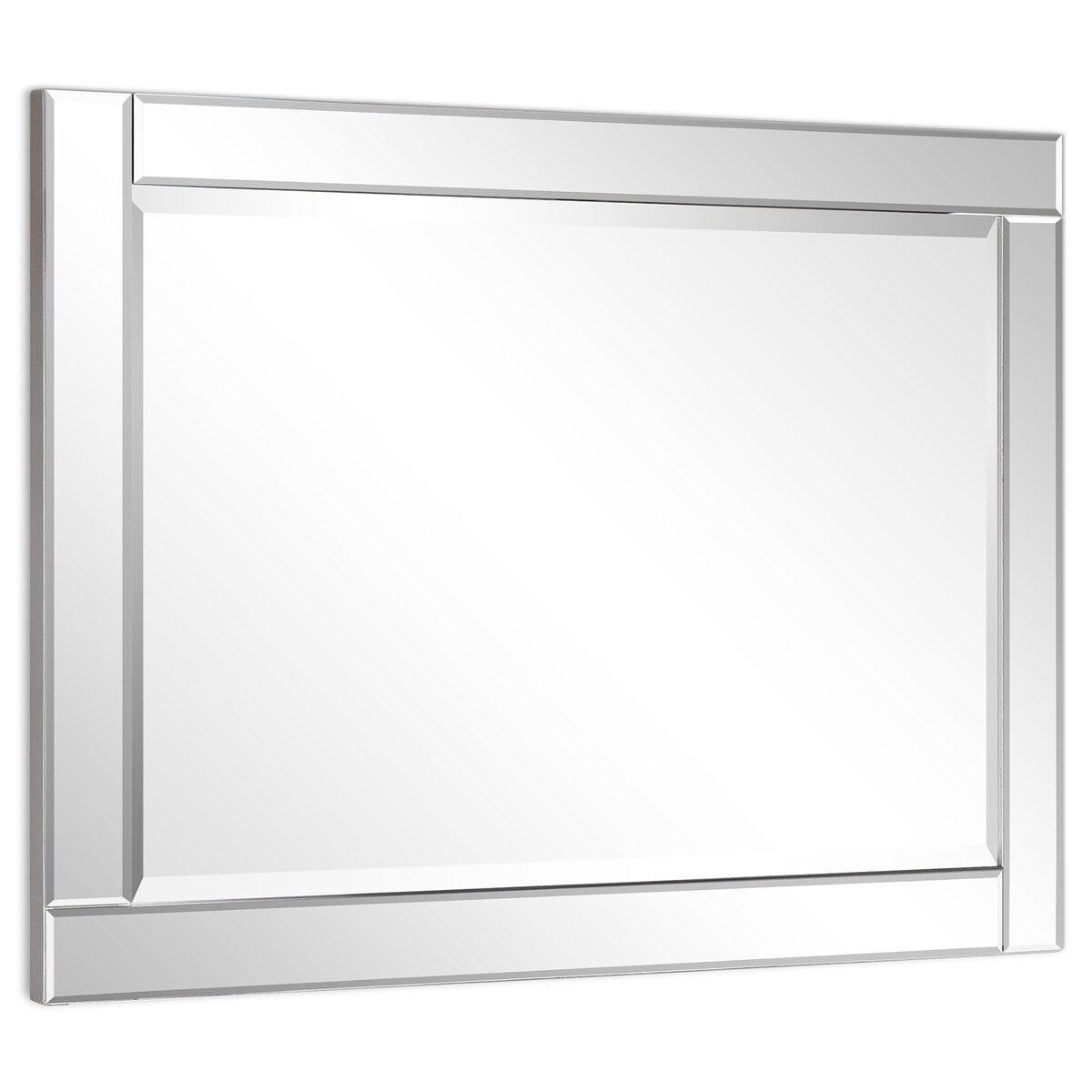 Beveled Rectangle Wall Mirror,Solid Wood Frame,1-Beveled Center, Bathroom,Bedroom,Living Room,Ready to Hang - Clear