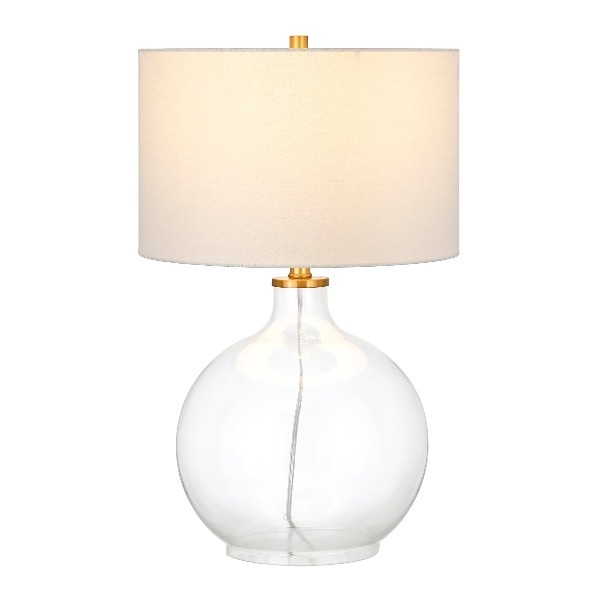 Laelia Clear Glass Table Lamp with Brass Accents