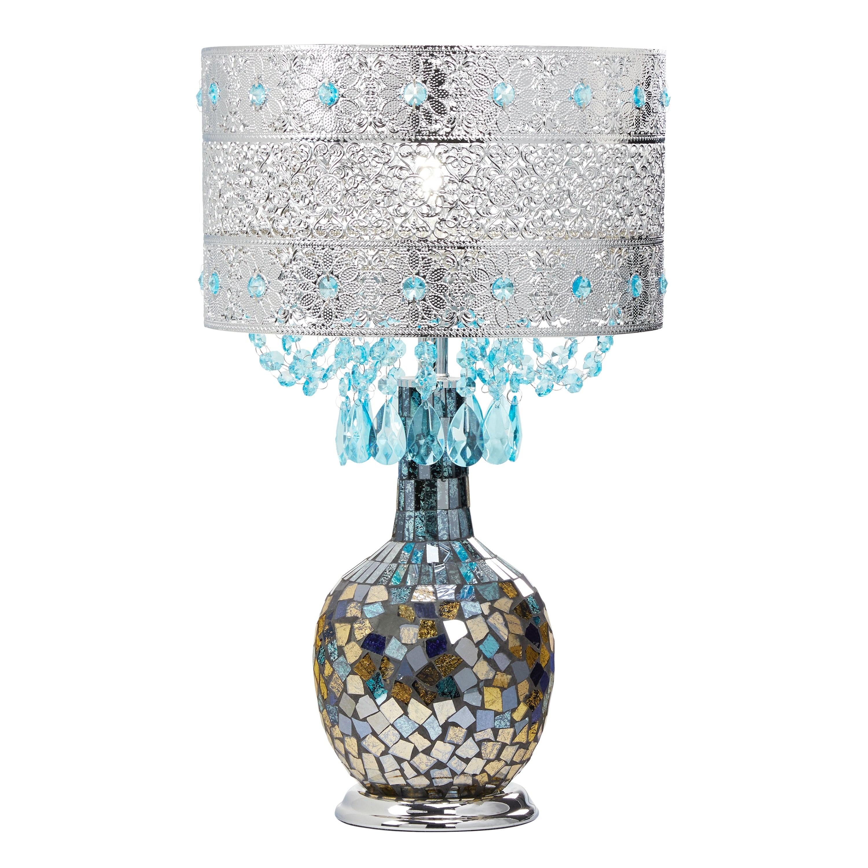 River of Goods Mattei Jeweled Metal Shade with Mosaic Base Table Lamp