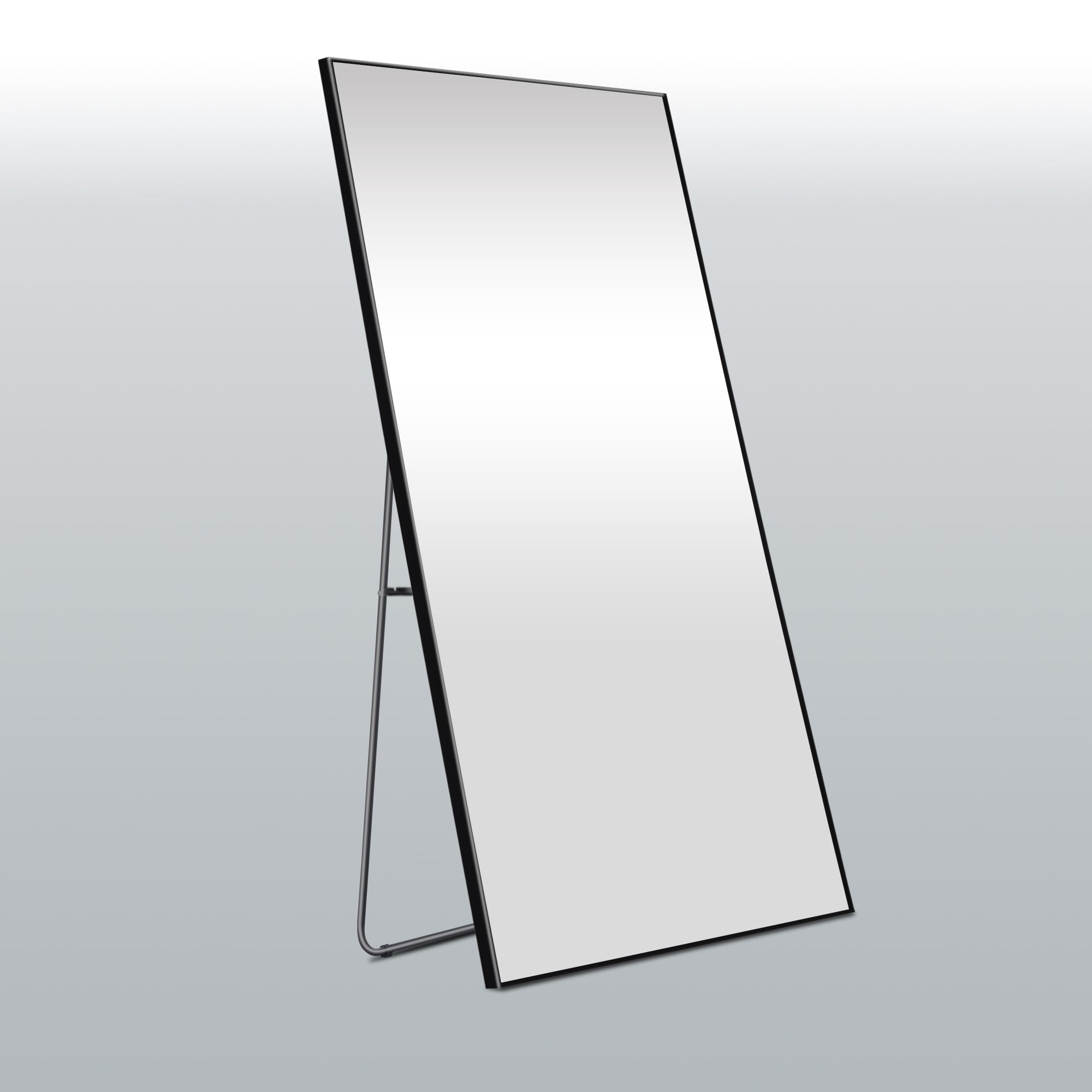 Modern Glam Aluminum Mirror Full Length Floor Mirror with Stand