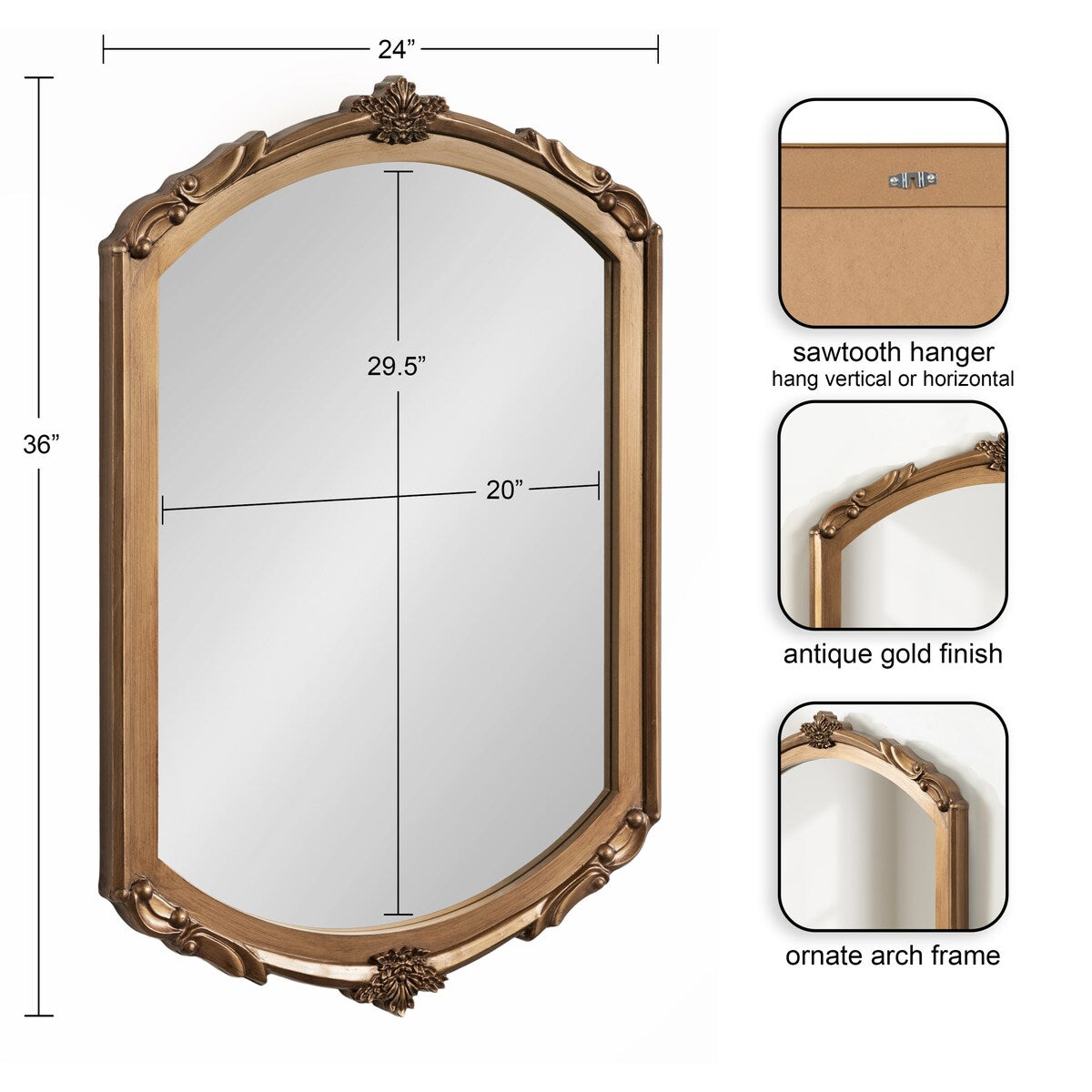 Kate and Laurel Berkshire Wall Mirror - 24x36