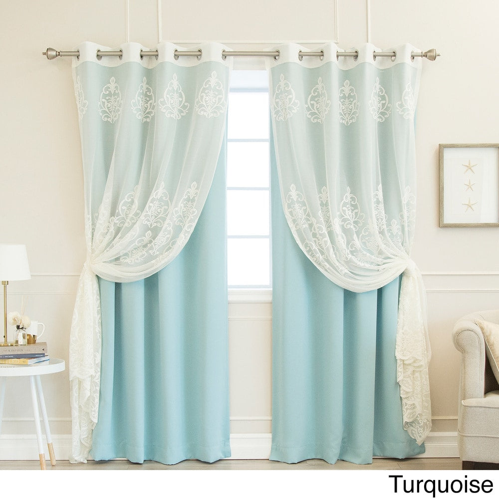 Aurora Home Mix & Match Agatha Sheer and Blackout 4 Piece Curtain Set