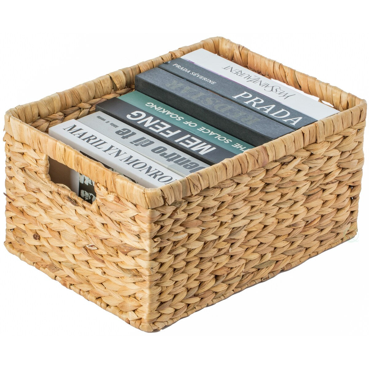 Natural Water Hyacinth Rectangular Storage Bin Basket