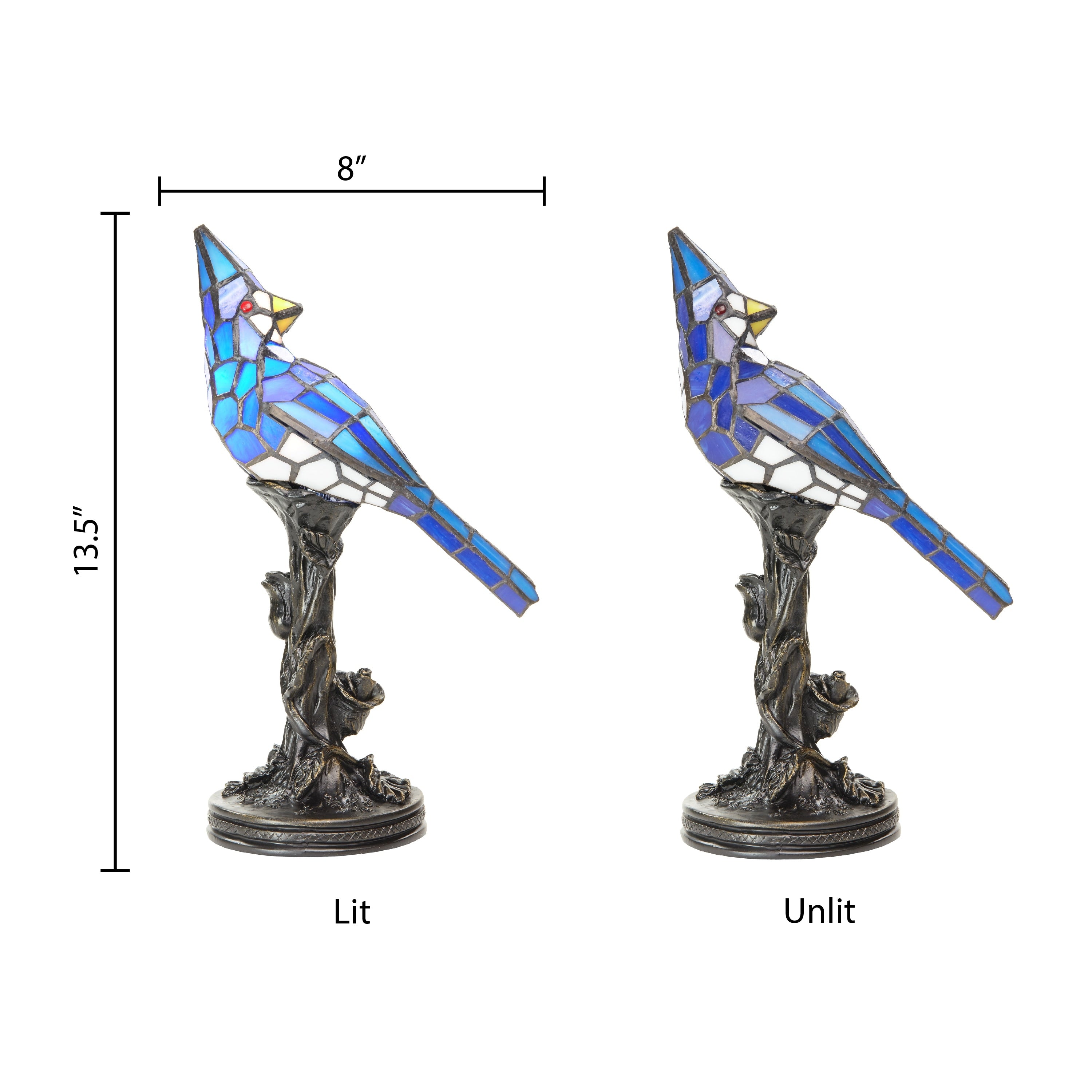 River of Goods 13.5H Stained Glass Bird Accent Lamp